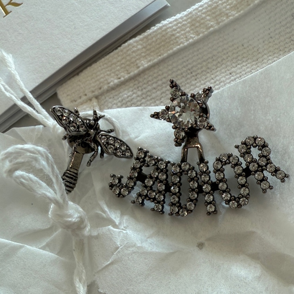Dior Silver Crystal Earrings